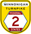 On segments of the Federal States motorway network that are also part of the Minnonigan Turnpike, special combined shields are used.