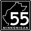 Minnonigan state highway shield for State Route 55, a secondary highway of SR 5.