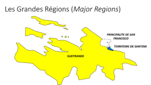 Carte des Grandes Régions de Franqueterre du Sud