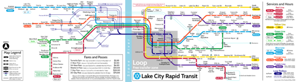 Map of the 'J' rapid transit system, West Side Traction Lines, and other light rail lines.