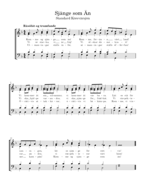 The official Karska choral version of the national anthem, Sjänge som Än.