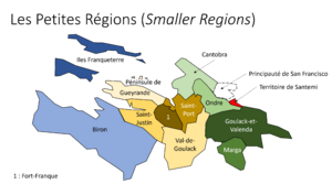 Carte des Petites Régions de Franqueterre du Sud